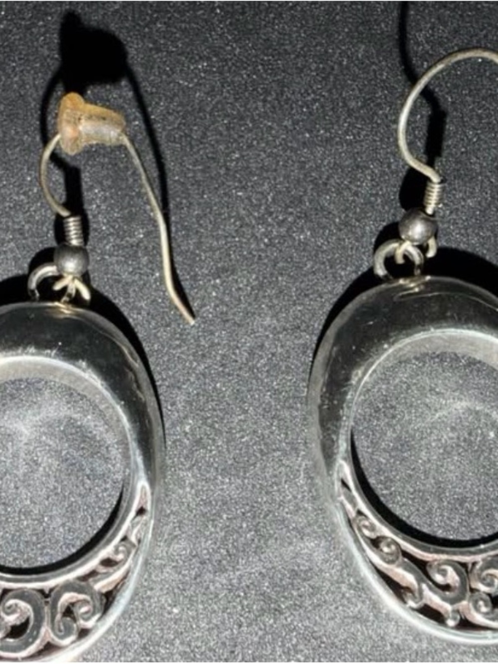 Sterling-Style Silver Tone Filigree Drop Earrings - Silver